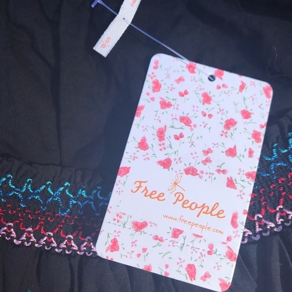 Free People Embroidered Floral Gypsy Dress Black - Picture 5 of 8